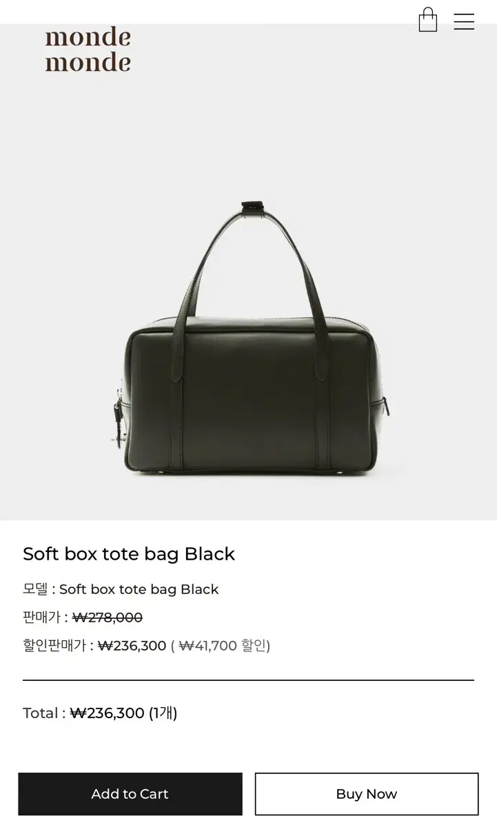 Monde Monde Time Tote Bag Small on Bunjang Global Site.